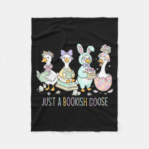 A bookish goose bunny easter day reading book fleece blanket