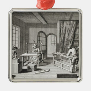 A bookmaker's workshop, from the 'Encyclopedie des Metal Tree Decoration