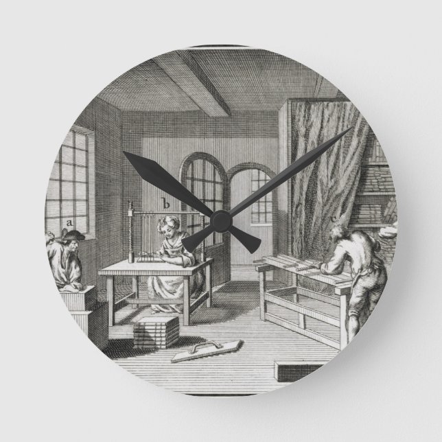A bookmaker's workshop, from the 'Encyclopedie des Round Clock (Front)