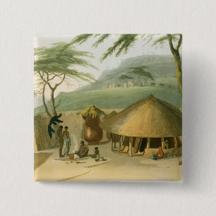 A Boosh-Wannah Hut, plate 7 from 'African Scenery 15 Cm Square Badge