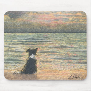 A Border Collie dog says hello to the morning Mouse Mat