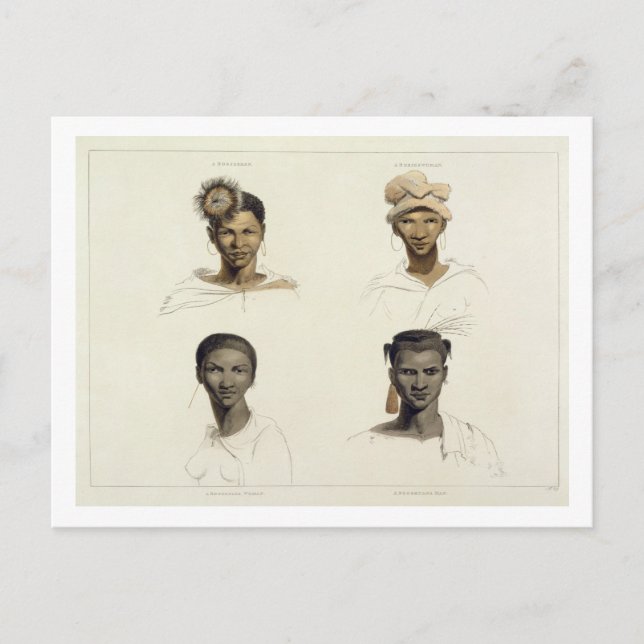 A Bosjeman, a Bosjeswoman, a Booshuana Woman, a Bo Postcard (Front)