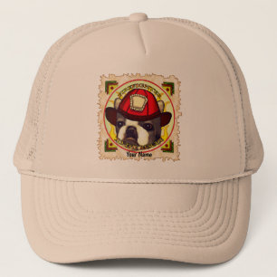 A Boston Terrier Firefighter  hat