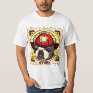 A Boston Terrier Firefighter T-Shirt