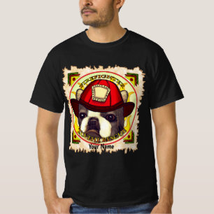 A Boston Terrier Firefighter T-Shirt