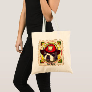 A Boston Terrier Firefighter tote bag