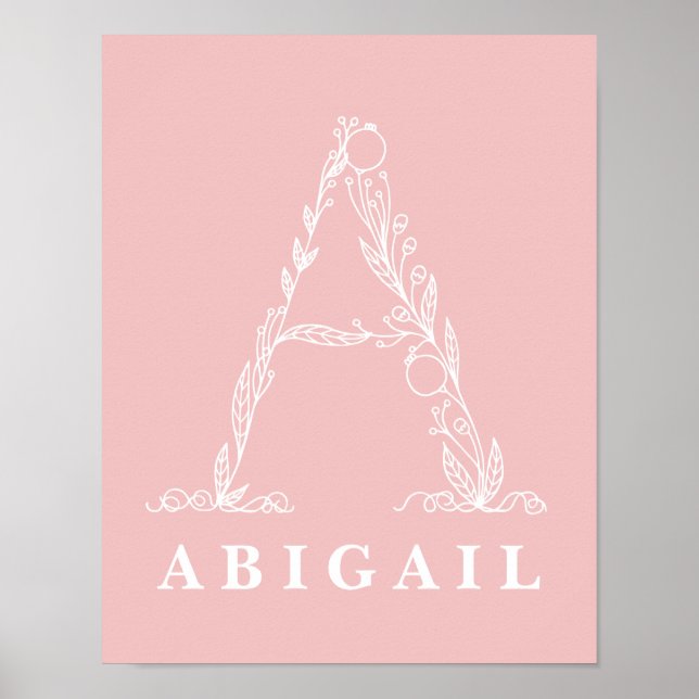 A Botanical Floral Monogram Custom Nursery Poster (Front)