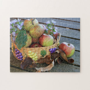 A Bountiful Fall Apple Harvest Basket Family Fun Jigsaw Puzzle