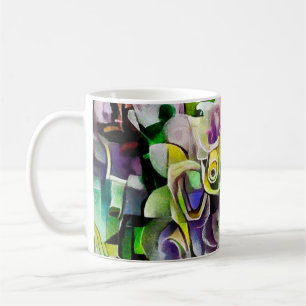 A bouquet of beautiful flowers in a modern style a coffee mug