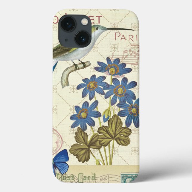 A Bouquet of Blue Flowers, Birds and Butterflies Case-Mate iPhone Case (Back)
