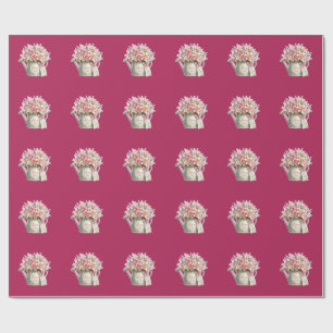 A bouquet of flowers in a watering can for mum wrapping paper