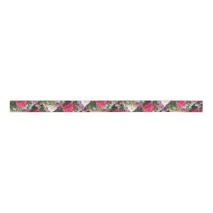 A Bouquet of Flowers Including Red Roses  Grosgrain Ribbon