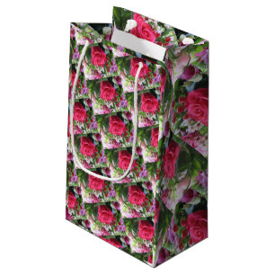 A Bouquet of Flowers Including Red Roses Small Gift Bag
