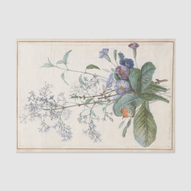 A Bouquet of Flowers With Insects by Redoute Tissue Paper (Front)