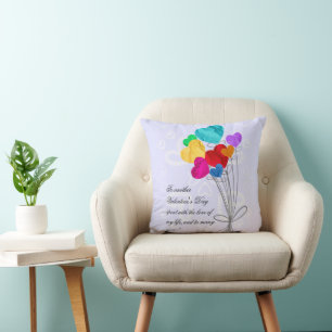 A bouquet of heart paper balloons cushion