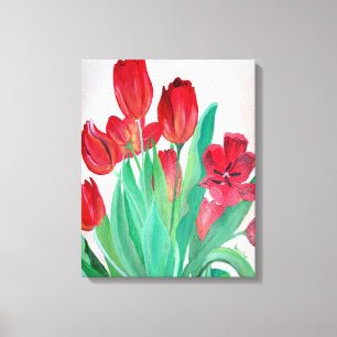 A Bouquet of Red Tulips Canvas Print