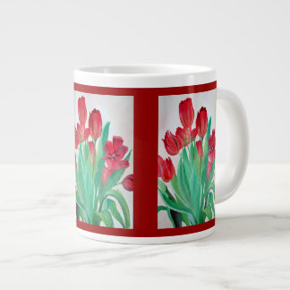 A Bouquet of Red Tulips Large Coffee Mug