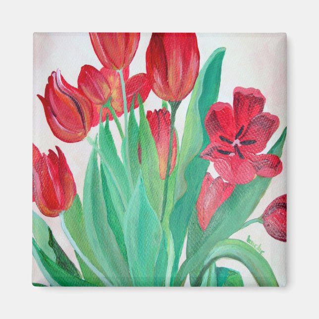A Bouquet of Red Tulips Magnet (Front)