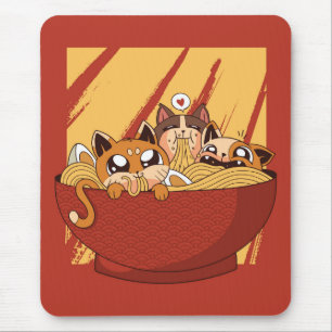 A Bowl Full of Noodles and Kittens Mouse Mat