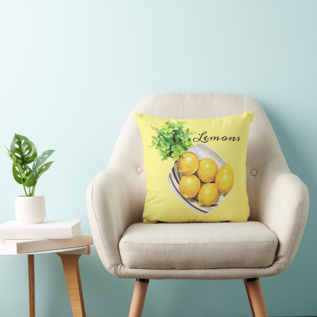 A Bowl Of Lemons Throw Pillow (Chair)