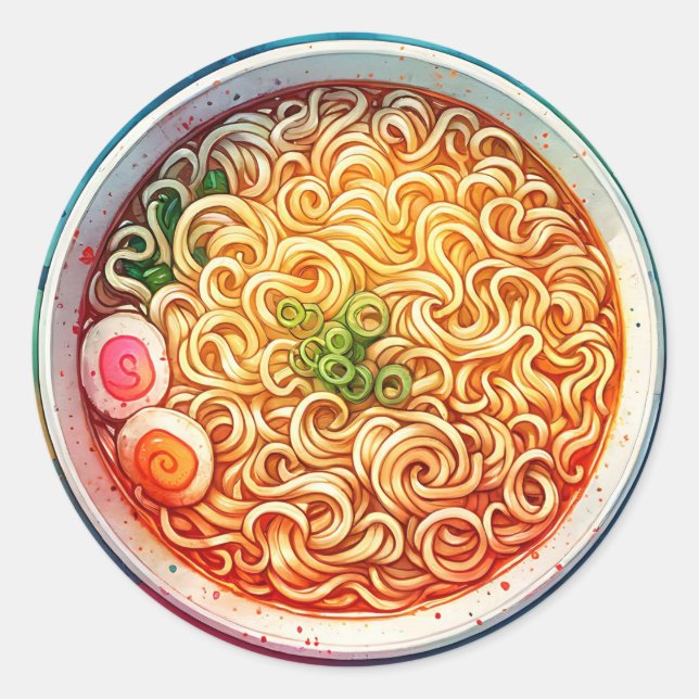 A Bowl of Ramen Noodles Classic Round Sticker (Front)