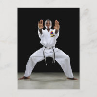 A Boy (15 Years Old) in a Karate Uniform with
