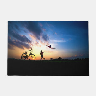 A Boy - A Bike - A Kite Floor Mat