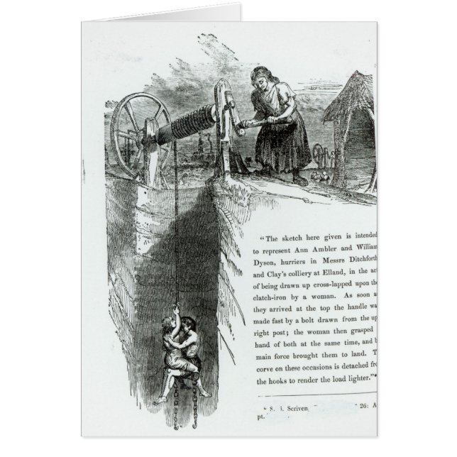 A boy and girl being wound up a mine shaft (Front)