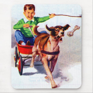 A boy and his dog cart mouse mat