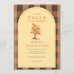 A Boy Falls in November Autumn Baby Shower Invitation