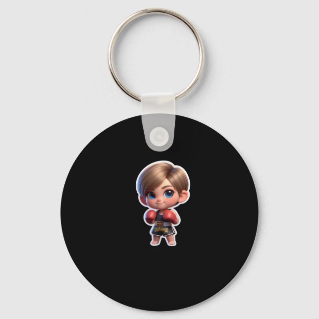 A Boy In Thai Boxing Sport Sticker  Key Ring (Front)