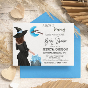 A Boy is Brewing Witch Watercolor Custom   Invitation