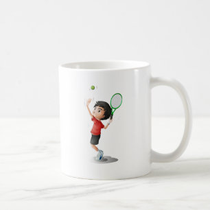A boy playing tennis coffee mug