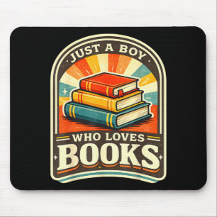 A boy who loves books funny bibliophile bookworm mouse mat