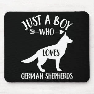 A Boy Who Loves German Shepherd Mouse Mat