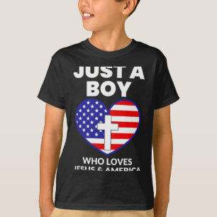 A boy who loves jesus & america patriotic T-Shirt