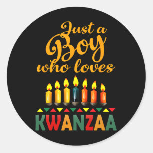 A Boy Who Loves Kwanzaa Kinara African Pride Black Classic Round Sticker