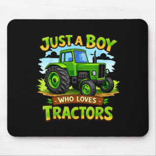 A boy who loves tractors funny farm kid birthday mouse mat
