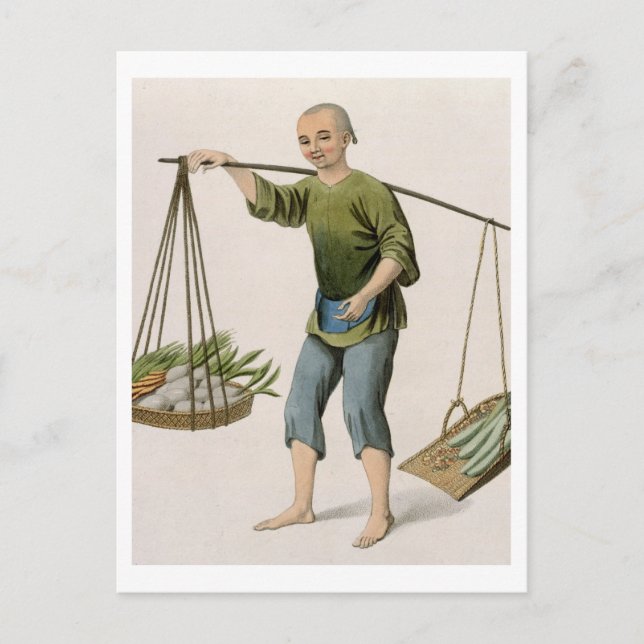 A Boy with Vegetables, plate 54 from 'The Costumes Postcard (Front)