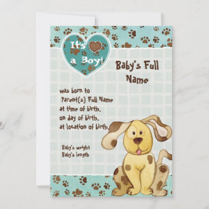 A Boy's Best Friend Photo Birth Announcement