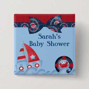 A Boys Sea Life Baby Shower 15 Cm Square Badge
