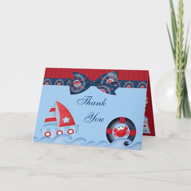 A Boys Sea Life Baby Shower Thank You Card (Front)