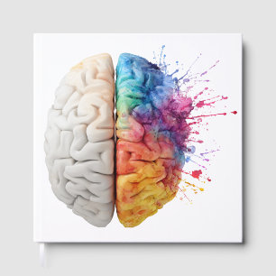 A brain divided between logical and creative sides guest book
