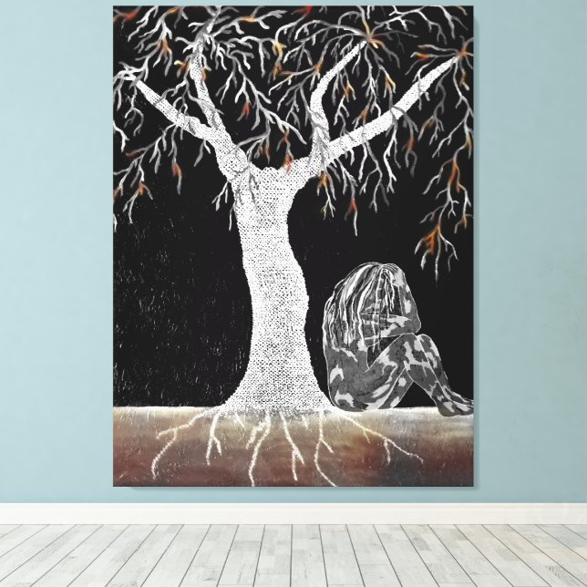A Branch of Life to Contemplate Canvas Print (Insitu(Wood Floor))