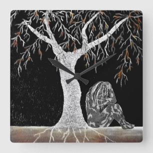 A Branch of Life to Contemplate Square Wall Clock