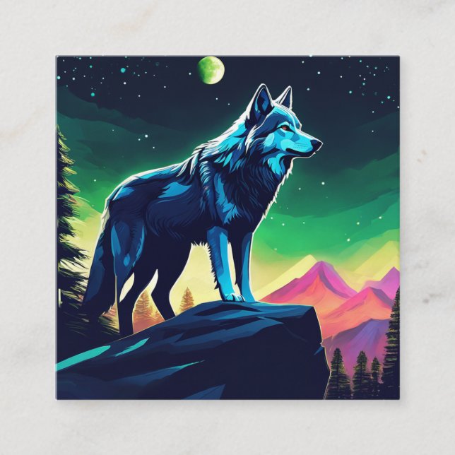 A brave wolf square business card (Front)