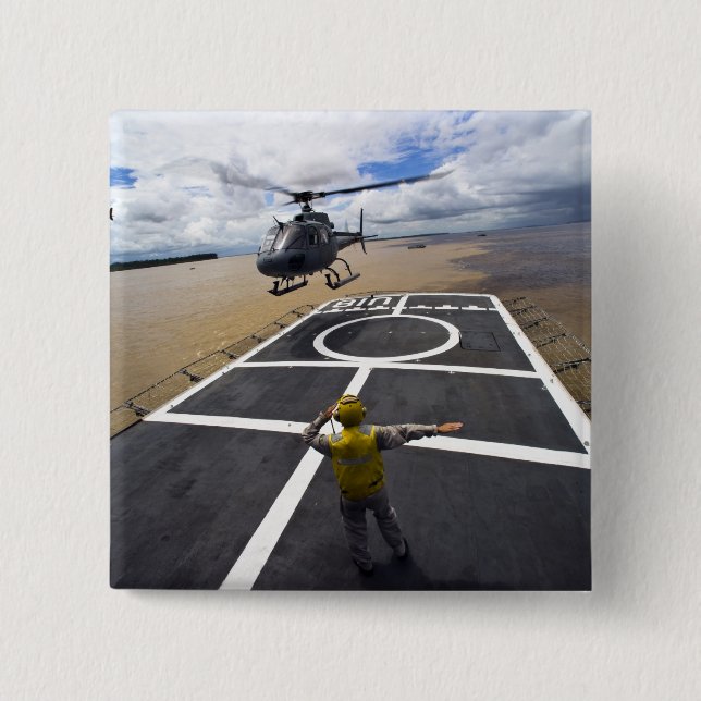 A Brazilian Eurocopter prepares to land 15 Cm Square Badge (Front)