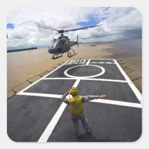 A Brazilian Eurocopter prepares to land Square Sticker