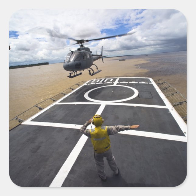 A Brazilian Eurocopter prepares to land Square Sticker (Front)
