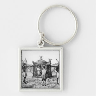 A Brazilian Sedan Chair and a Person Begging Key Ring